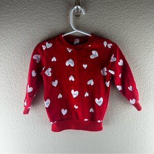 Matching Set red Pullover with White Hearts with Skirt Leggings Size 2-3T